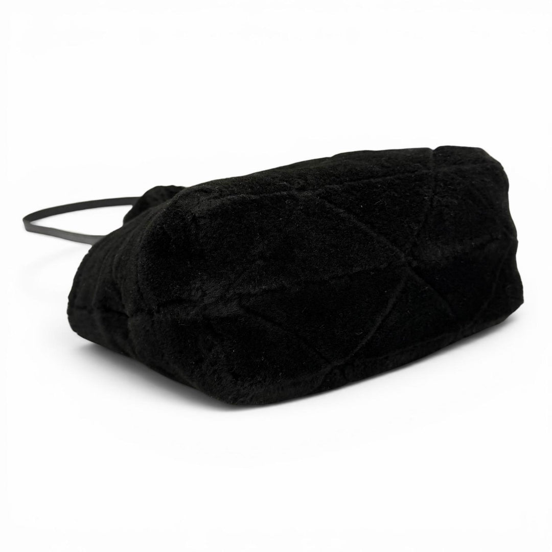 極美品★PRADA プラダ 1BG378 ポーチ付 トライアングルロゴ 2WAY ムートン ファー バッグ ショルダーバッグ ブラック 保存袋付き