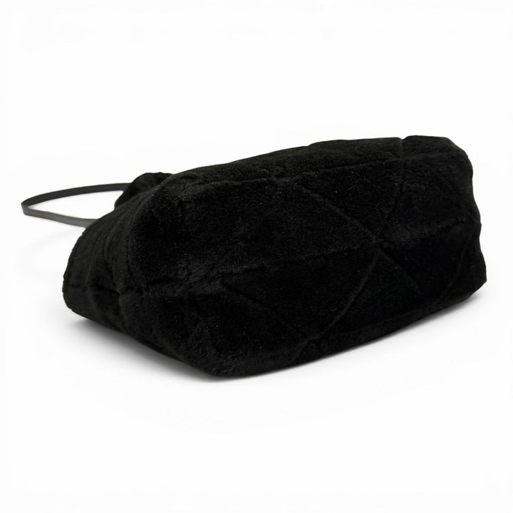極美品★PRADA プラダ 1BG378 ポーチ付 トライアングルロゴ 2WAY ムートン ファー バッグ ショルダーバッグ ブラック 保存袋付き