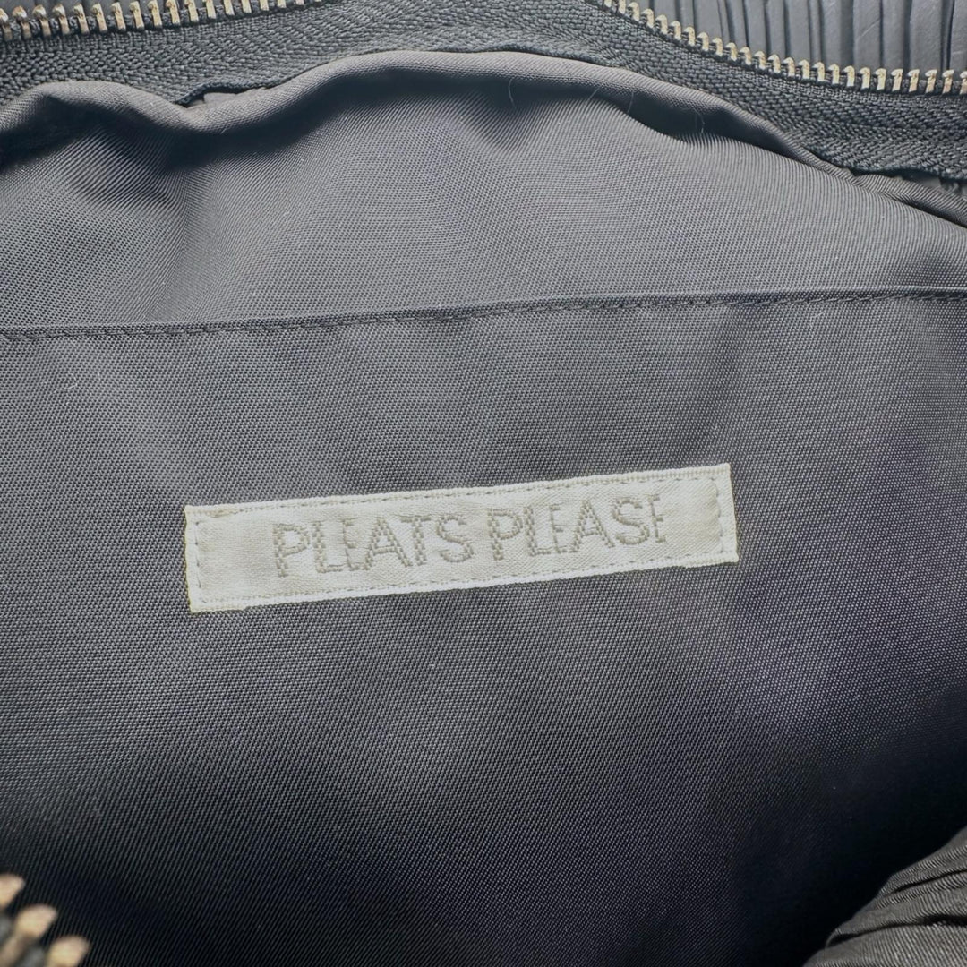 極美品▲PLEATS PLEASE プリーツプリーズ イッセイミヤケ PP32-AG433 レザー使い フリンジ トートバッグ ブラック 正規品 レディース