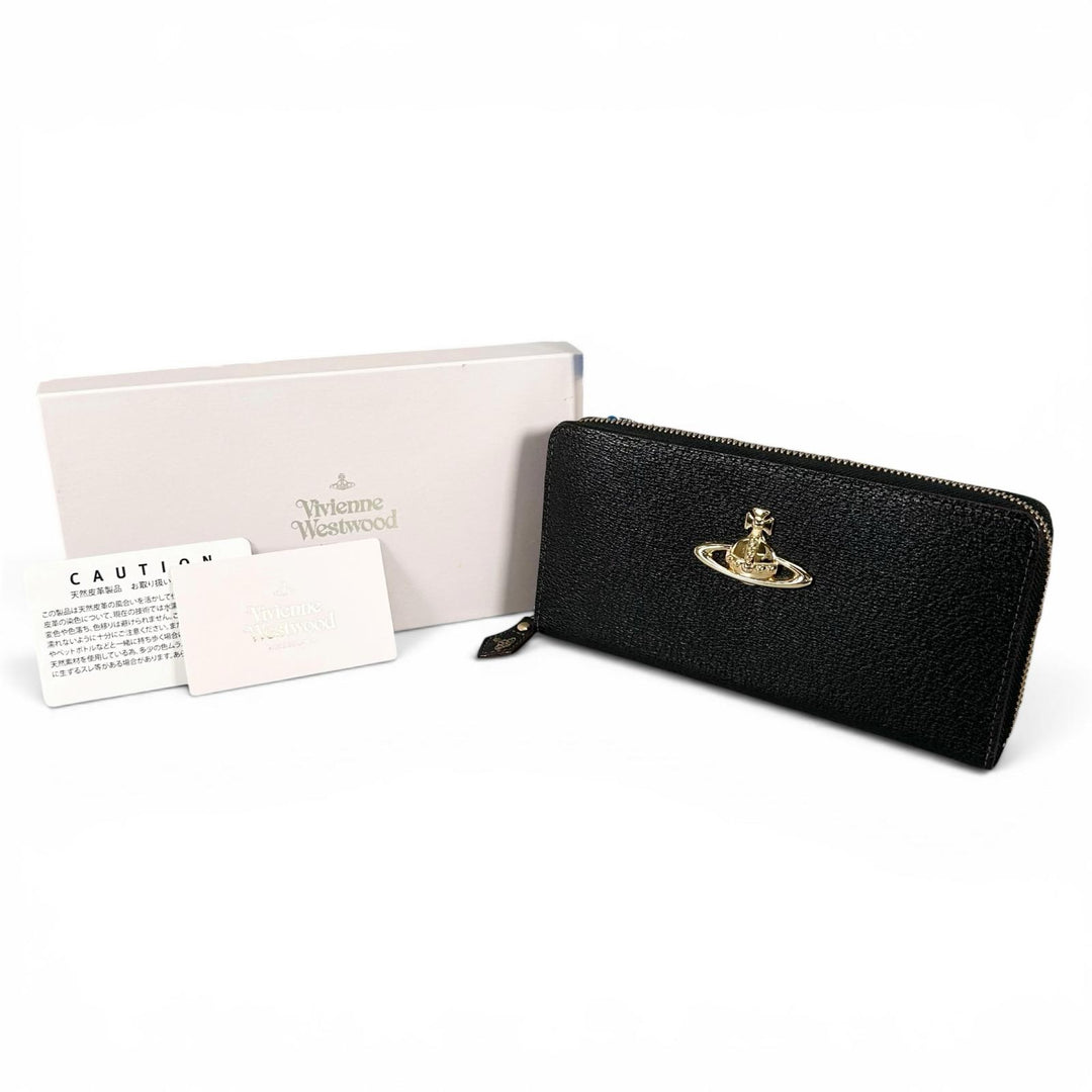 未使用品▲Vivienne Westwood ヴィヴィアンウエストウッド 3118C9A1 ビッグオーブ レザーウォレット 長財布 ブラック レディース 箱付き