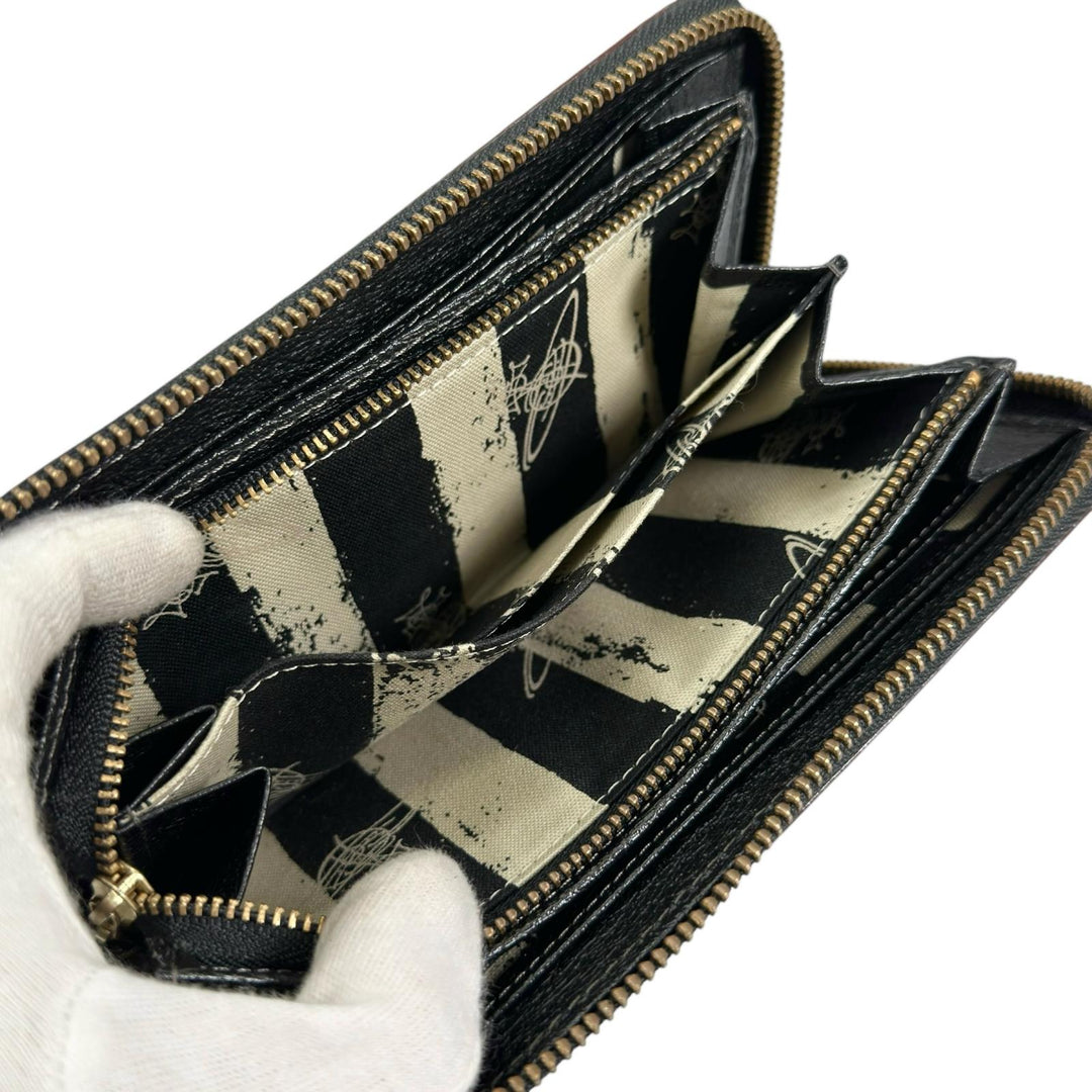 未使用品▲Vivienne Westwood ヴィヴィアンウエストウッド 3118C9A1 ビッグオーブ レザーウォレット 長財布 ブラック レディース 箱付き