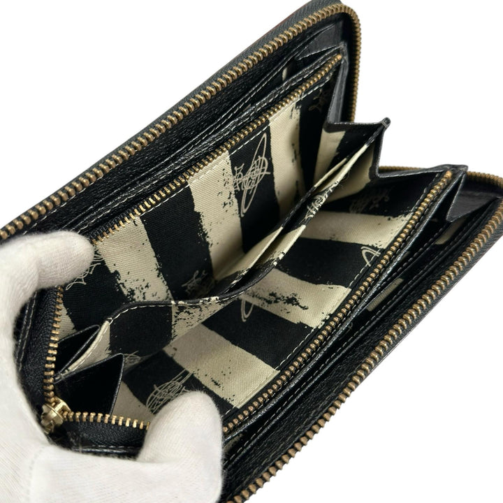 未使用品▲Vivienne Westwood ヴィヴィアンウエストウッド 3118C9A1 ビッグオーブ レザーウォレット 長財布 ブラック レディース 箱付き