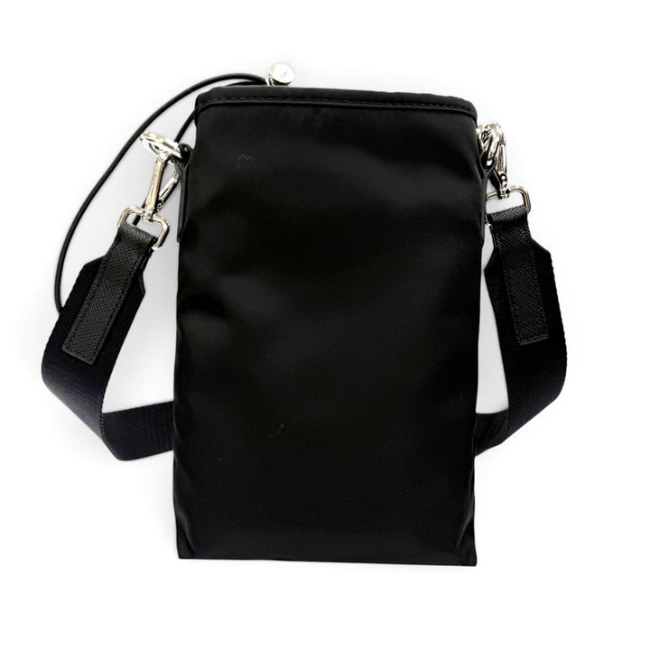 極美品▼PRADA プラダ 2ZH155 ナイロン レザー Re-Nylon トライアングルロゴ 三角プレート フォンケース ショルダーバッグ シルバー金具