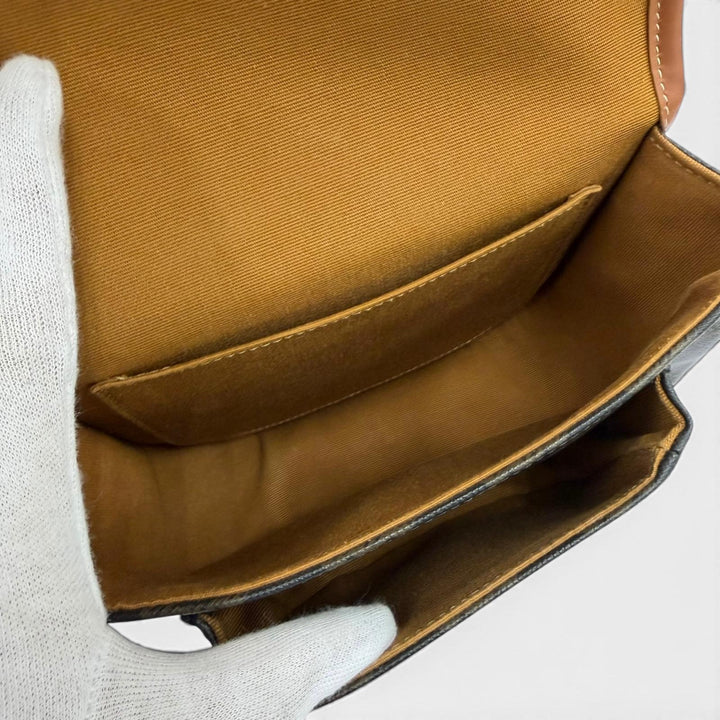 美品☆CELINE セリーヌ 19150 ミディアム フォルコ トリオンフキャンバス ショルダーバッグ タン ブラウン イタリア製 保存袋付き