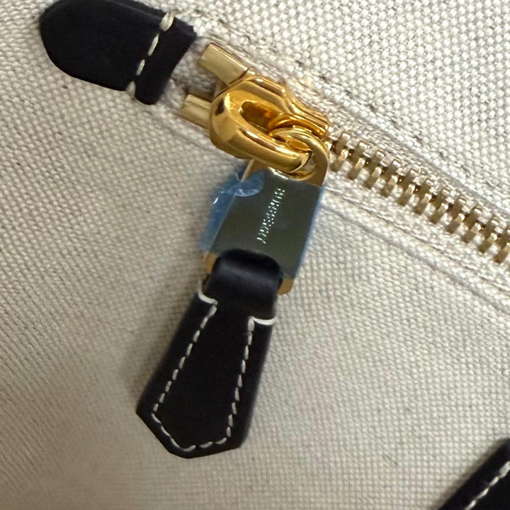 未使用品★BURBERRY バーバリー 8044137 フレヤトート ブラック ロゴデザイン レザー使い キャンバス トートバッグ 保存袋付