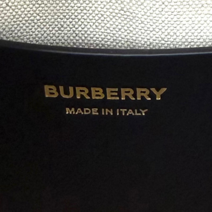 未使用品★BURBERRY バーバリー 8044137 フレヤトート ブラック ロゴデザイン レザー使い キャンバス トートバッグ 保存袋付