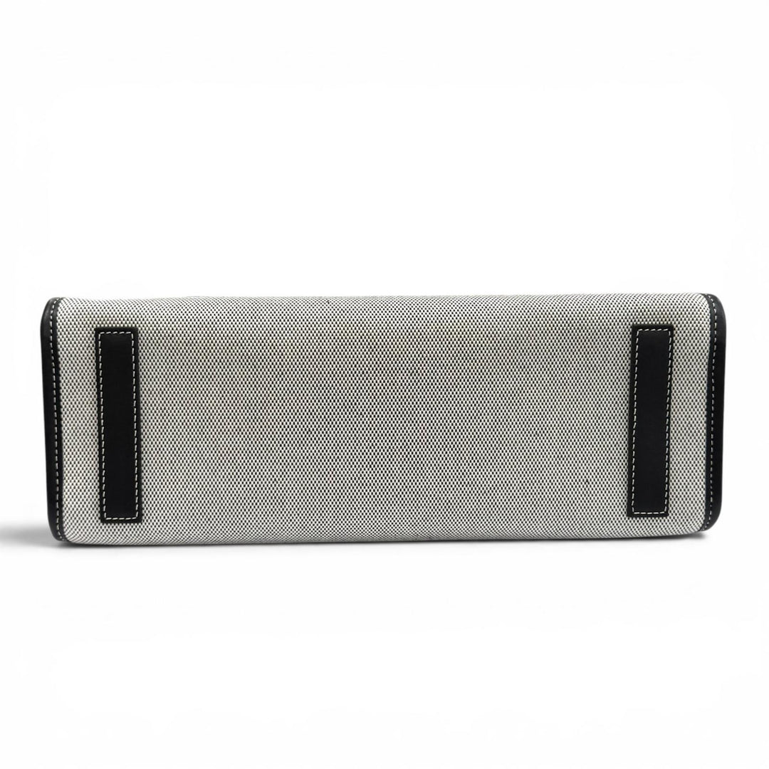未使用品★BURBERRY バーバリー 8044137 フレヤトート ブラック ロゴデザイン レザー使い キャンバス トートバッグ 保存袋付
