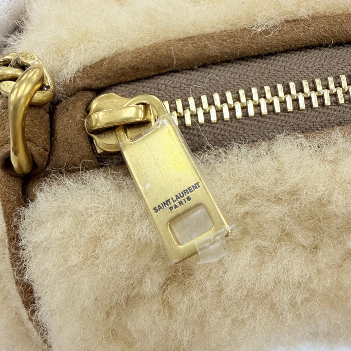 未使用品☆SAINT LAURENT PARIS サンローランパリ 699703 サド ムートン レザー使い YSL チェーンショルダー チューブバッグ ベージュ