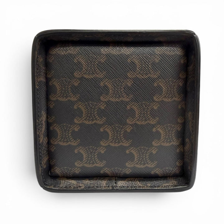 極美品△CELINE セリーヌ 19714 ストラップボックス トリオンフキャンバス ハンドバッグ ハンドバッグ タン ブラウン 伊製 レディース