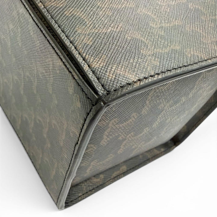 極美品△CELINE セリーヌ 19714 ストラップボックス トリオンフキャンバス ハンドバッグ ハンドバッグ タン ブラウン 伊製 レディース