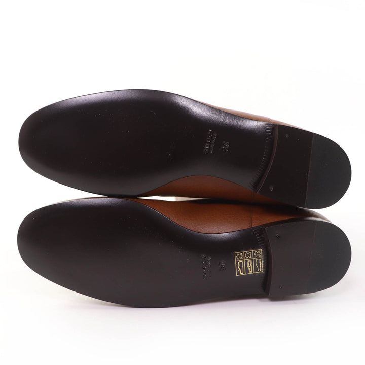 極美品☆GUCCI グッチ 270205 GG金具 レザー ロングブーツ ブラウン ゴールド金具 36 イタリア製 レディース 保存袋付き