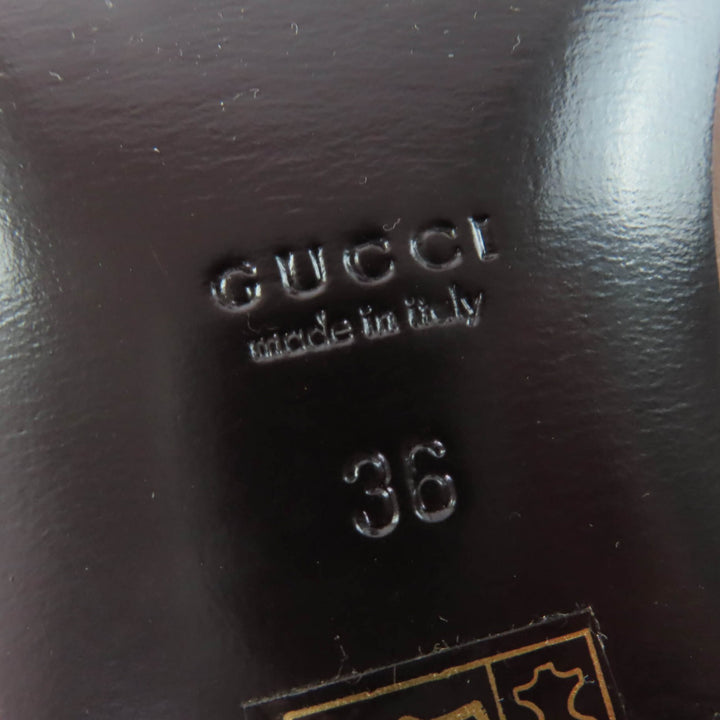 極美品☆GUCCI グッチ 270205 GG金具 レザー ロングブーツ ブラウン ゴールド金具 36 イタリア製 レディース 保存袋付き