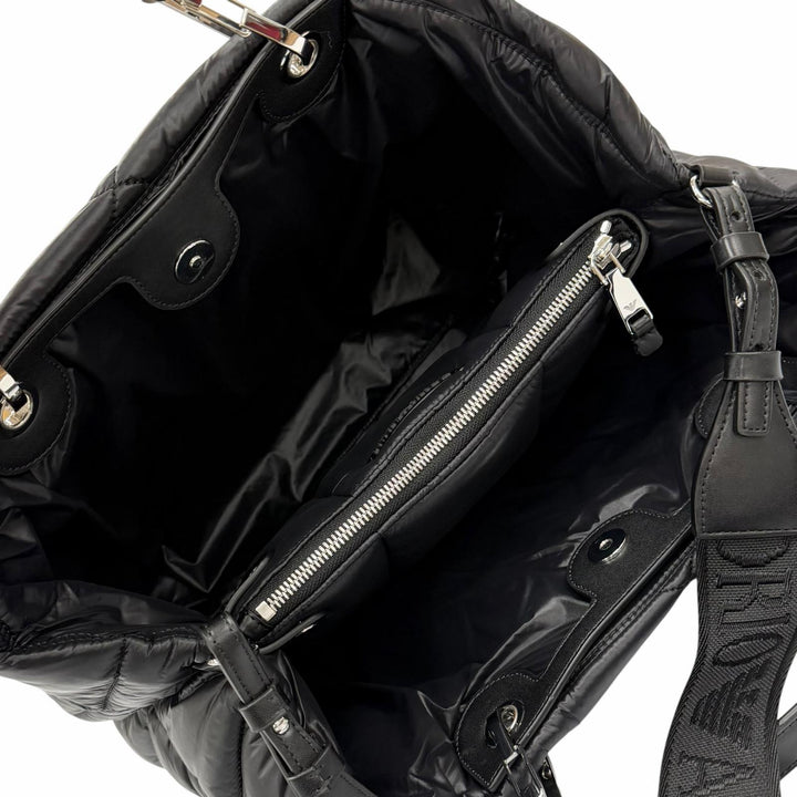極美品◇EMPORIO ARMANI エンポリオ アルマーニ ポーチ付き ロゴショルダー キルティング レザーハンドル 2WAY ショルダー トートバッグ