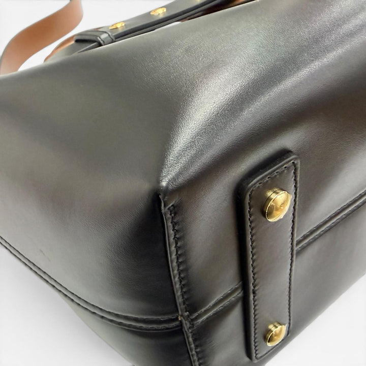 美品△BURBERRY バーバリー 8021279 ベルトバッグ スモール SM 2WAY レザー トートバッグ ショルダーバッグ ブラック ブラウン 保存袋付