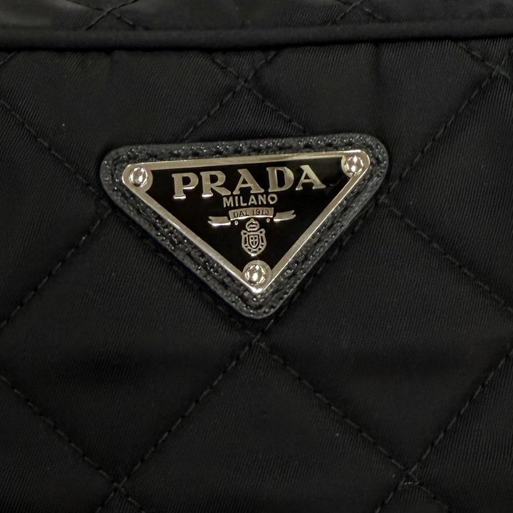 極美品☆PRADA プラダ 1BH910 テスートインプントゥ トライアングルロゴ レザー使い 2WAYハンドバッグ ショルダーバッグ ブラック