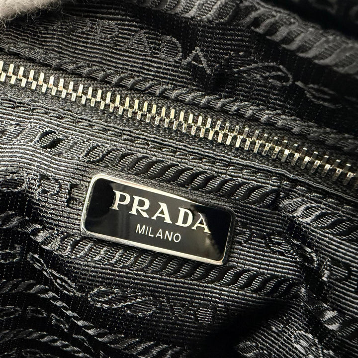 極美品☆PRADA プラダ 1BH910 テスートインプントゥ トライアングルロゴ レザー使い 2WAYハンドバッグ ショルダーバッグ ブラック