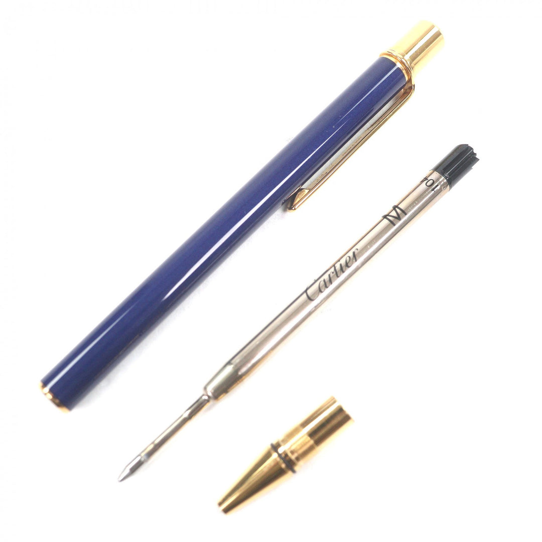 極美品□Cartier カルティエ ヴィンテージ マスト ドゥ カルティエ ツイスト式 ボールペン ブルー ゴールド フランス製 メンズ 筆記OK