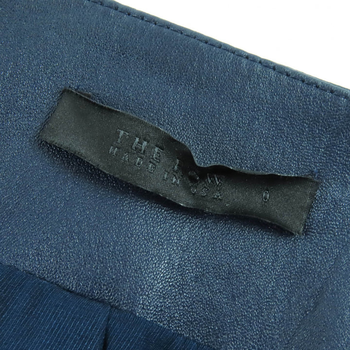 極美品△THE ROW ザロウ Anasta アナステ ラムレザー ノーカラージャケット 美シルエット ネイビー 0 USA製 正規品 レディース