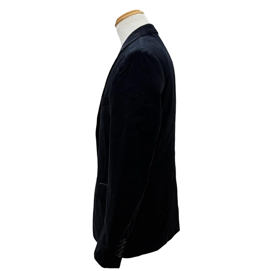 極美品▼DIOR ディオール オム 923C216A4542 ベロア ロゴ入ボタン シングルジャケット テーラード ブラック 48 イタリア製 正規品 メンズ