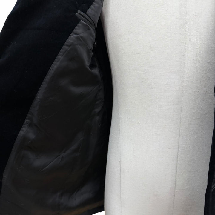 極美品▼DIOR ディオール オム 923C216A4542 ベロア ロゴ入ボタン シングルジャケット テーラード ブラック 48 イタリア製 正規品 メンズ
