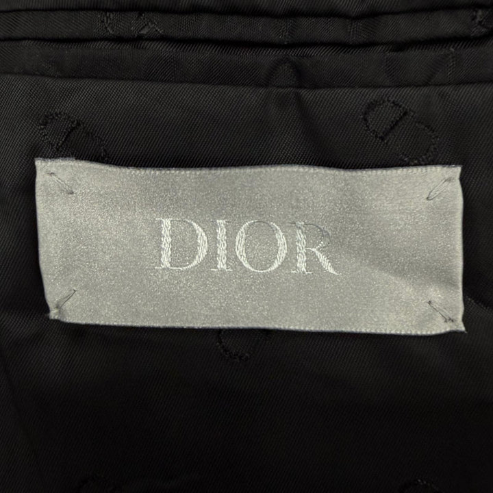 極美品▼DIOR ディオール オム 923C216A4542 ベロア ロゴ入ボタン シングルジャケット テーラード ブラック 48 イタリア製 正規品 メンズ