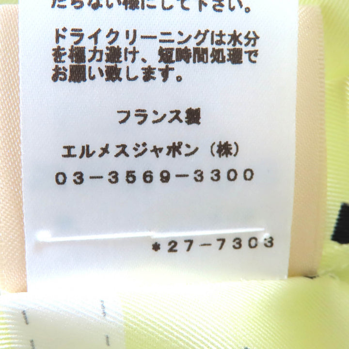 未使用品△HERMES エルメス 22AW 2H0315DU HARNAIS DE COUR シルク100% ツイルレーヌ スカート イエローグリーン系 ブラック 36 正規品