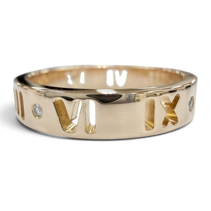 極美品☆TIFFANY&amp;Co. ティファニー ピアスド アトラス 4P ダイヤ リング AU750(PG) ダイヤモンド ピンクゴールド JP7号相当 重量3.12g