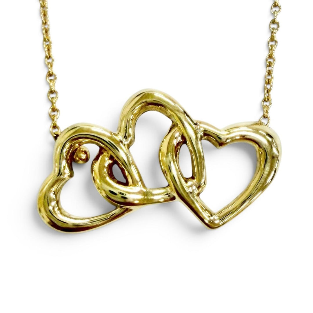 極美品△TIFFANY&amp;Co. ティファニー トリプルハート ネックレス ペンダント 750(YG) K18(YG) イエローゴールド 重量3.78g レディース