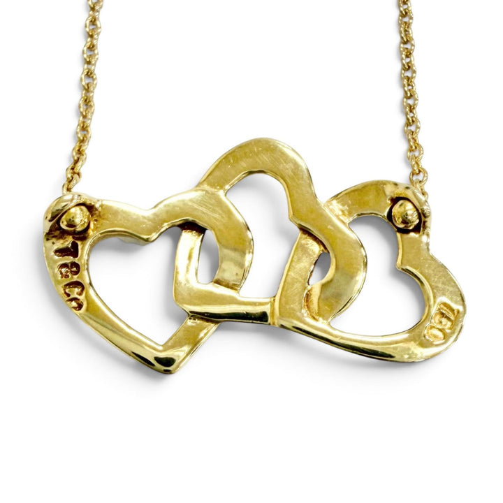 極美品△TIFFANY&amp;Co. ティファニー トリプルハート ネックレス ペンダント 750(YG) K18(YG) イエローゴールド 重量3.78g レディース