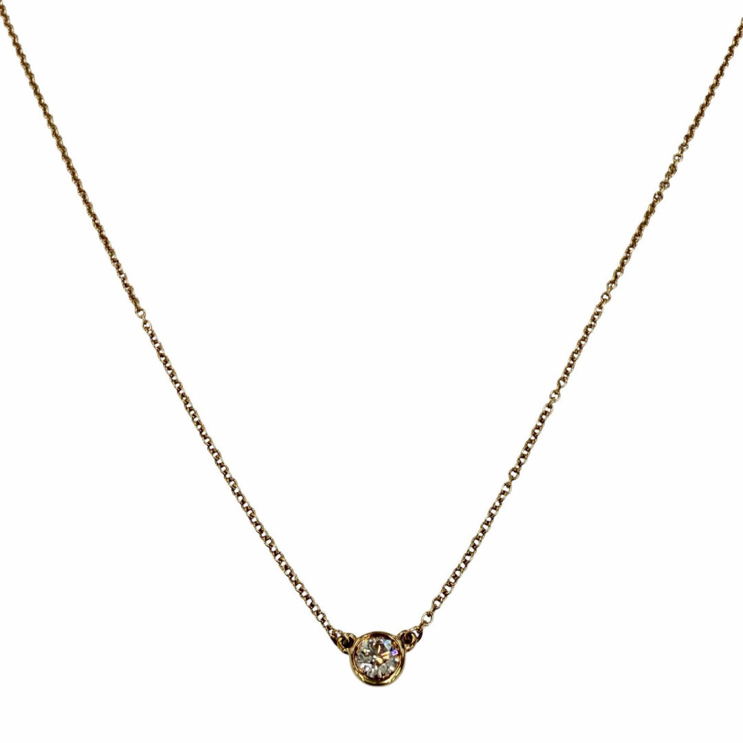 美品◇TIFFANY&amp;Co. ティファニー バイザヤード エルサペレッティ 750 YG 1P ダイヤ約0.12ct 枠直径約4.73mm ネックレス 重量1.94g 箱付き