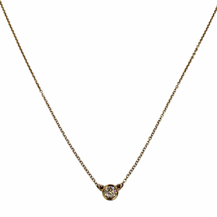 美品◇TIFFANY&amp;Co. ティファニー バイザヤード エルサペレッティ 750 YG 1P ダイヤ約0.12ct 枠直径約4.73mm ネックレス 重量1.94g 箱付き