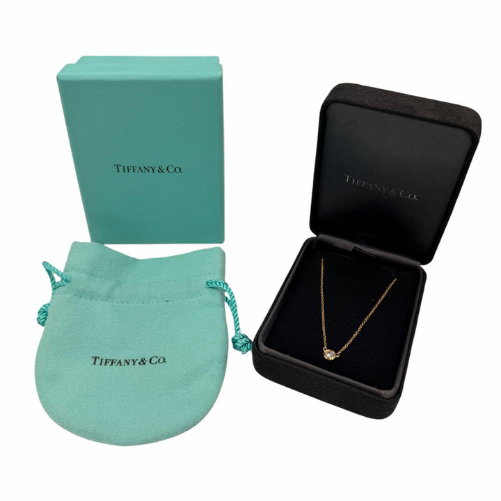 美品◇TIFFANY&amp;Co. ティファニー バイザヤード エルサペレッティ 750 YG 1P ダイヤ約0.12ct 枠直径約4.73mm ネックレス 重量1.94g 箱付き