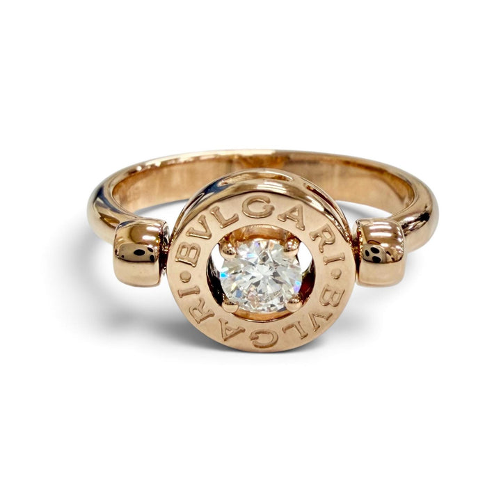 極美品△BVLGARI ブルガリ ブルガリブルガリ フリップ リング 指輪 1Pダイヤモンド 750(PG) ピンクゴールド 56 （JP16号） 重量5.94g