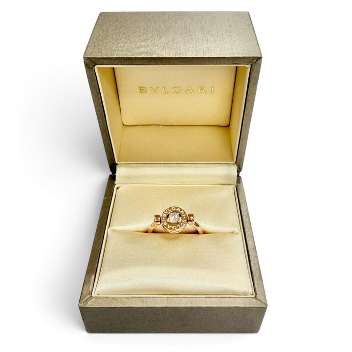 極美品△BVLGARI ブルガリ ブルガリブルガリ フリップ リング 指輪 1Pダイヤモンド 750(PG) ピンクゴールド 56 （JP16号） 重量5.94g