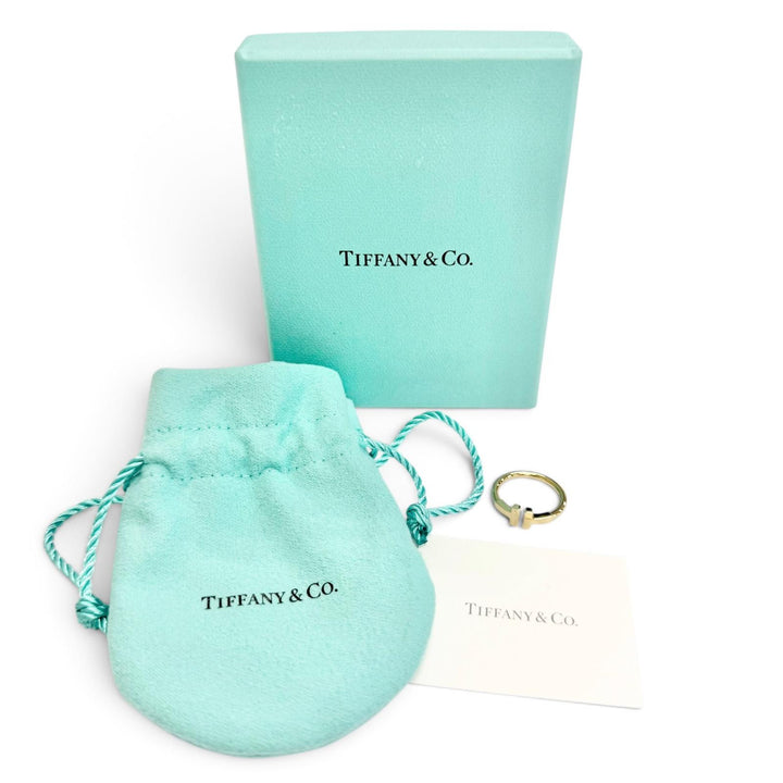 極美品△TIFFANY&amp;Co. ティファニー Tワイヤー リング 指輪 AU750(YG) イエローゴールド JP9号 重量3.11g 2018年5月購入 箱・保存袋付き