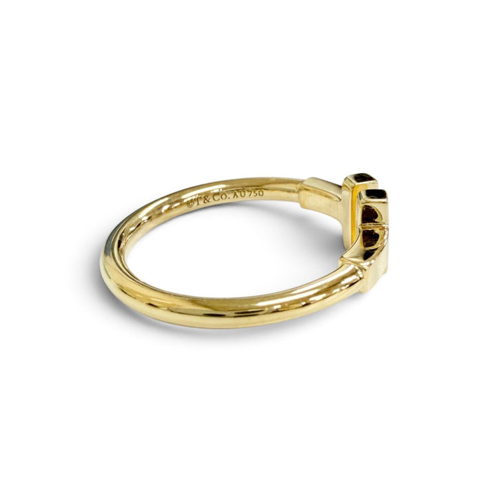 極美品△TIFFANY&amp;Co. ティファニー Tワイヤー リング 指輪 AU750(YG) イエローゴールド JP9号 重量3.11g 2018年5月購入 箱・保存袋付き