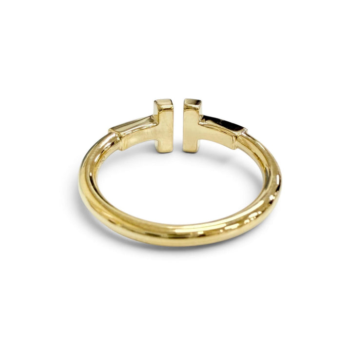 極美品△TIFFANY&amp;Co. ティファニー Tワイヤー リング 指輪 AU750(YG) イエローゴールド JP9号 重量3.11g 2018年5月購入 箱・保存袋付き