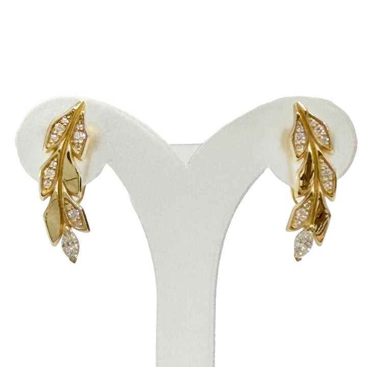 極美品△TIFFANY&amp;Co. ティファニー ビクトリア ヴァイン ダイヤ ピアス AU750(YG) 総ダイヤ0.33ct イエローゴールド 重量6.15g 箱 袋付き
