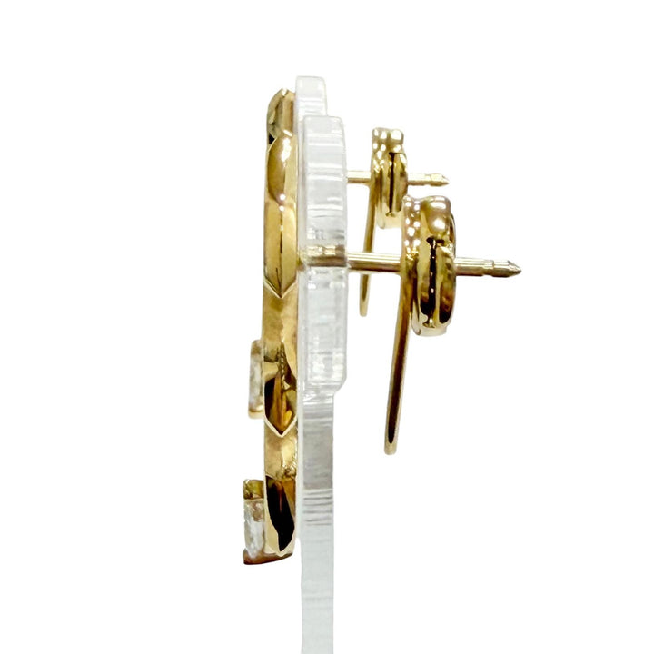 極美品△TIFFANY&amp;Co. ティファニー ビクトリア ヴァイン ダイヤ ピアス AU750(YG) 総ダイヤ0.33ct イエローゴールド 重量6.15g 箱 袋付き