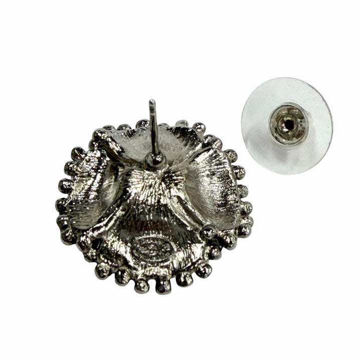 美品◇CHANEL シャネル F23K ABC214 カメリア パール ココマーク ピアス アクセサリー 両耳用 黒 シルバー金具 フランス製 レディース