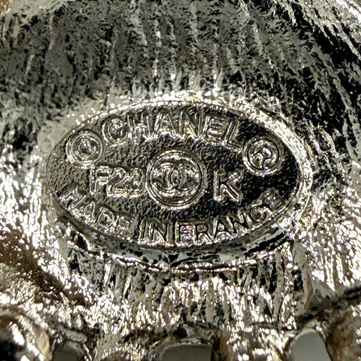 美品◇CHANEL シャネル F23K ABC214 カメリア パール ココマーク ピアス アクセサリー 両耳用 黒 シルバー金具 フランス製 レディース