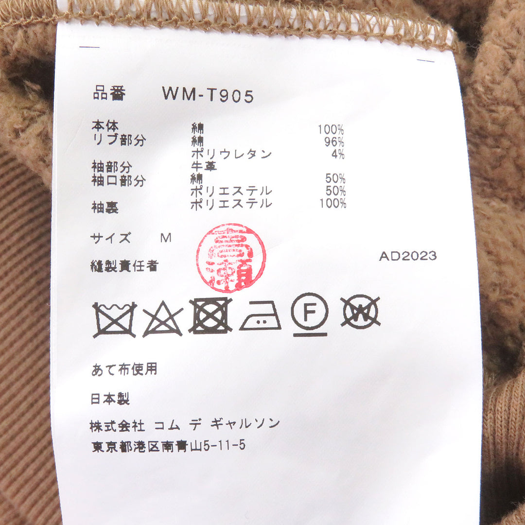 未使用品□アイ コムデギャルソン ジュンヤワタナベ マン カーハート WM-T905 ロゴ刺繍 袖レザー パーカー ブラウン M 日本製 正規品