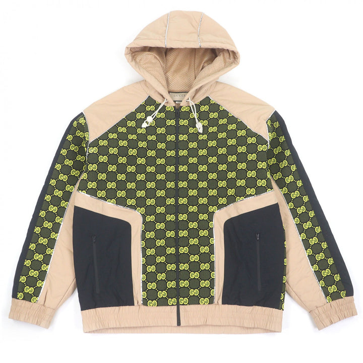未使用品□GUCCI グッチ 23AW 752157 GGジャージー ジップパーカー カスタムジャケット ブルゾン ベージュ ネイビー L イタリア製 正規品
