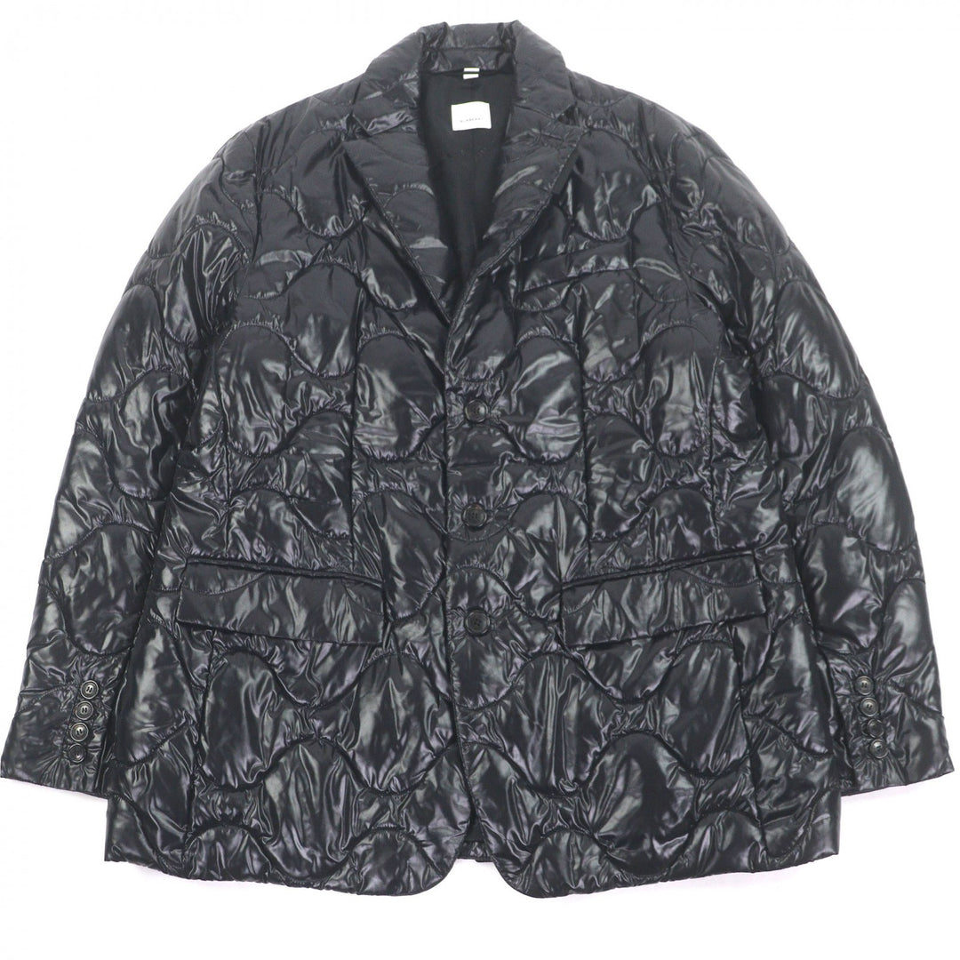 極美品□BURBERRY バーバリー 4558894 ロゴボタン テーラードタイプ 中綿 キルティングジャケット ブラック L イタリア製 正規品 メンズ