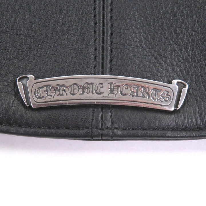 極美品□CHROME HEARTS クロムハーツ クラシック 2B クロスボールボタン スクロールラベル レザーベスト ブラック S USA製 正規品 メンズ