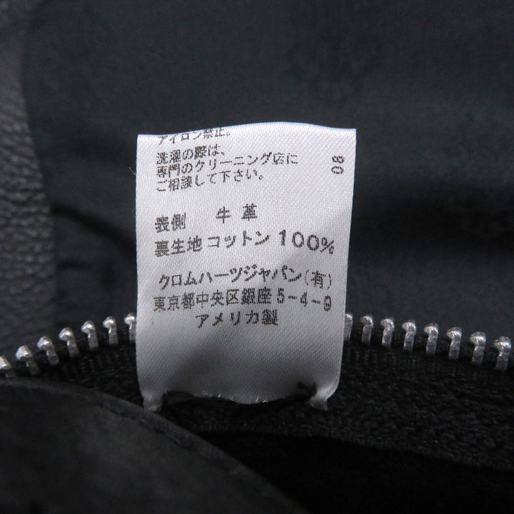 極美品□CHROME HEARTS クロムハーツ クラシック 2B クロスボールボタン スクロールラベル レザーベスト ブラック S USA製 正規品 メンズ