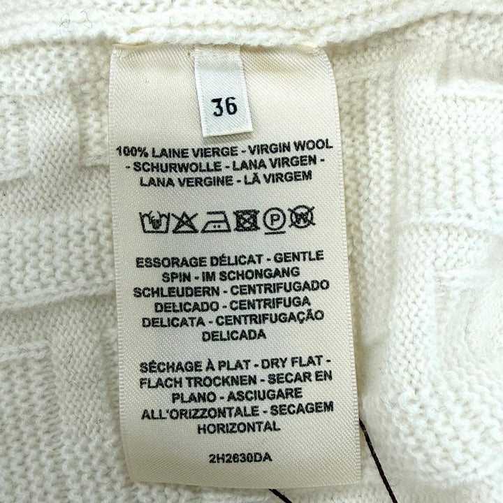 未使用品◇HERMES エルメス 22AW Hアッシュ バージンウール100％ クルーネック ニット セーター オフホワイト 36 伊製 正規品 レディース