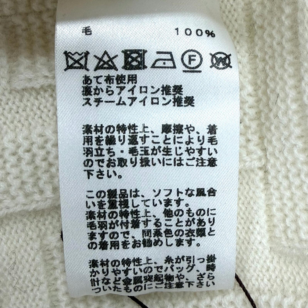 未使用品◇HERMES エルメス 22AW Hアッシュ バージンウール100％ クルーネック ニット セーター オフホワイト 36 伊製 正規品 レディース