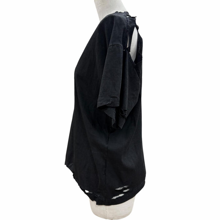 未使用品◇BALENCIAGA バレンシアガ 826344 コットン100％ EMOチームロゴ ボクシー デストロイ加工 半袖Ｔシャツ XS 正規品 レディース