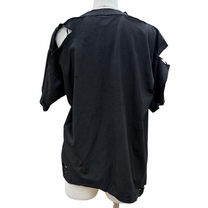 未使用品◇BALENCIAGA バレンシアガ 826344 コットン100％ EMOチームロゴ ボクシー デストロイ加工 半袖Ｔシャツ XS 正規品 レディース